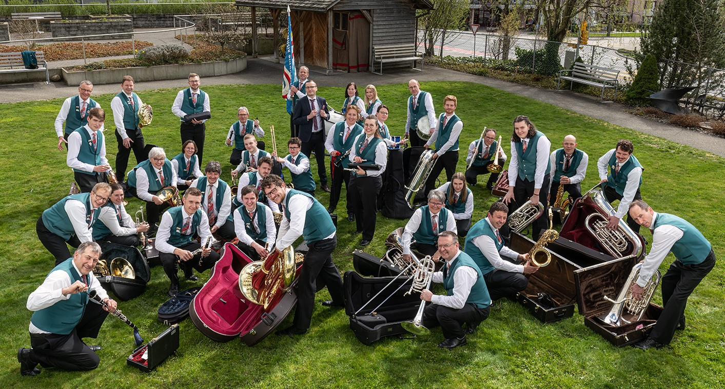 Ortsmusik Rüediswil nimmt am Musiktag in Wolhusen teil. Die Harmoniemusik aus der Gemeinde Ruswil (Foto von Stefan Dubach / Niveau Fotos Ruswil)