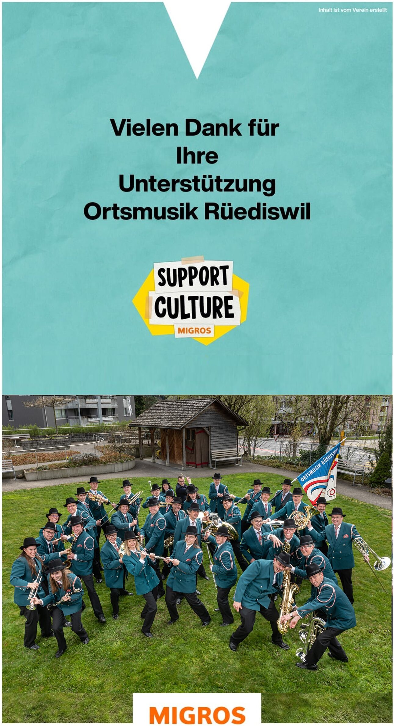 Ortsmusik Rüediswil unterstützen mit Migros Vereinsbon 2024