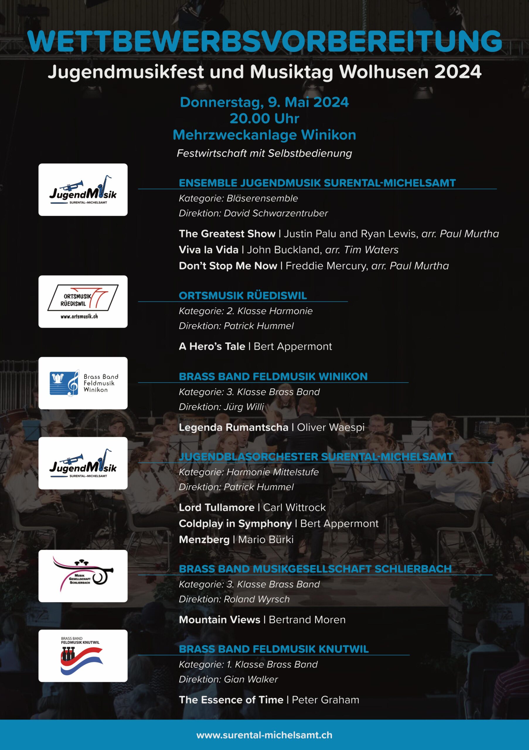 Vorbereitungskonzert 2024 der Ortsmusik Rüediswil in der Mehrzweckanlage Winikon