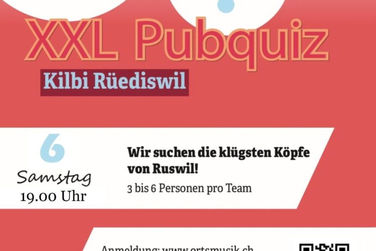 XXL PubQuiz am Samstag, 6. September 2025 ab 19.00 Uhr an der Kilbi Rüediswil der Ortsmusik Rüediswil