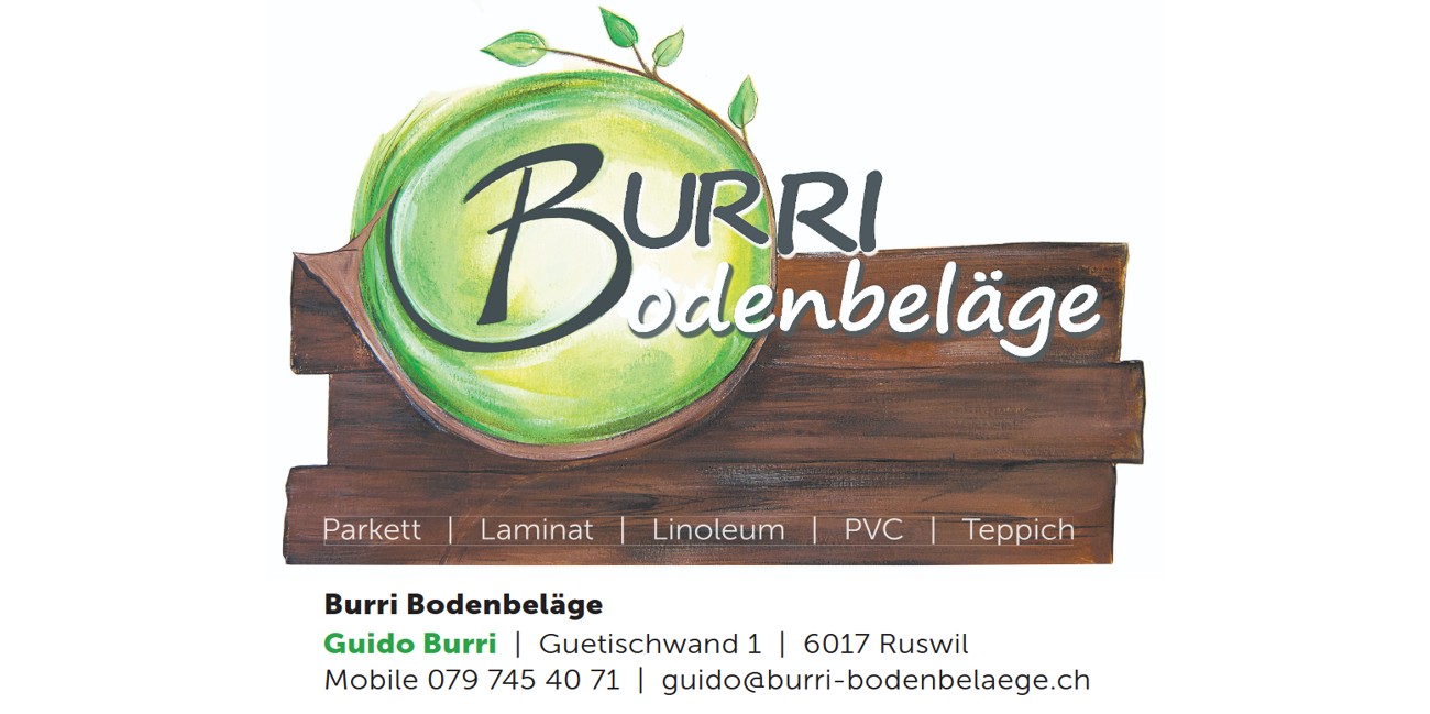 Burri Bodenbeläge Burri Bodenbeläge ist Festgarnitur-Sponsor an der Neuuniformierung der Ortsmusik Rüediswil.